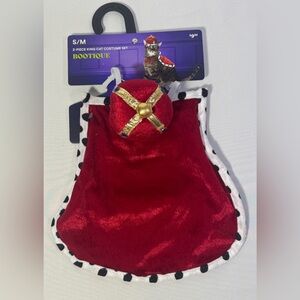 Bootique King Cat Halloween Costume Royal 2 Piece Set Cape Crown Hat Small/Med